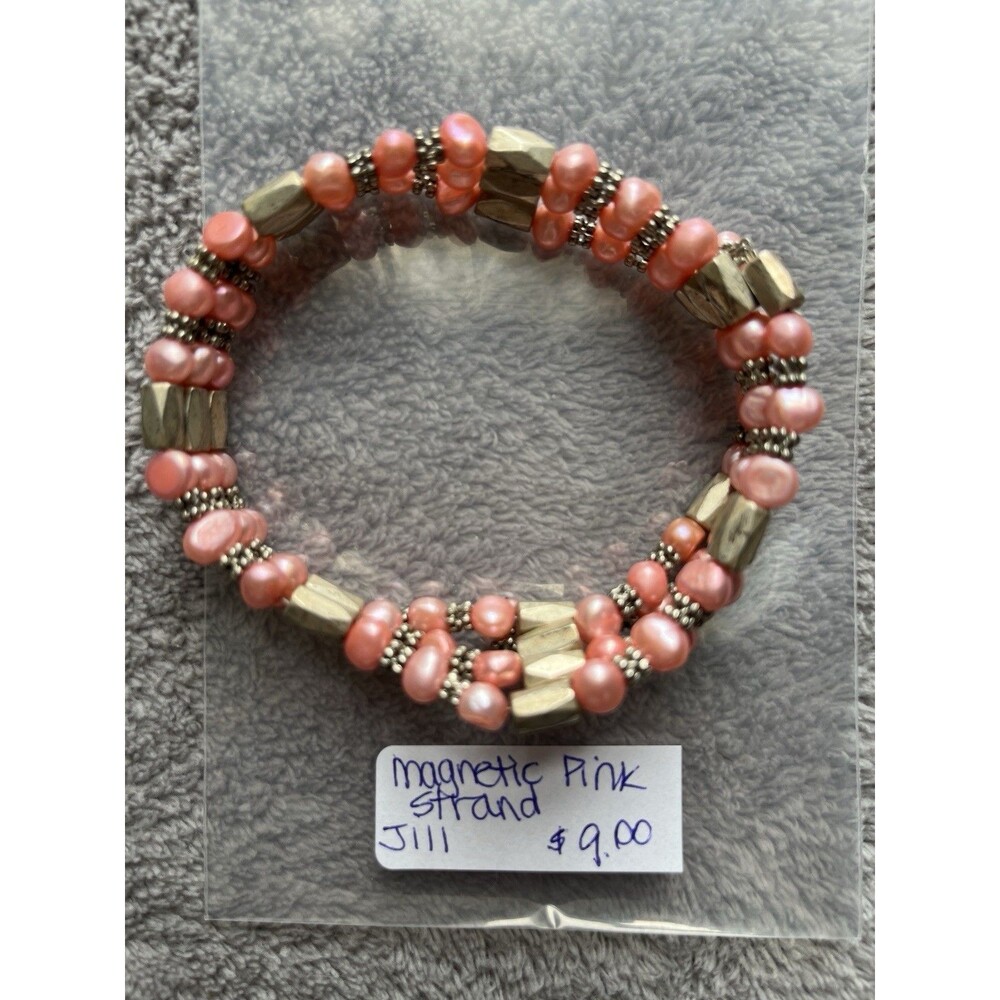 Hand Made Magnetic Pink Strand Necklace or Bracelet Adjustable Length